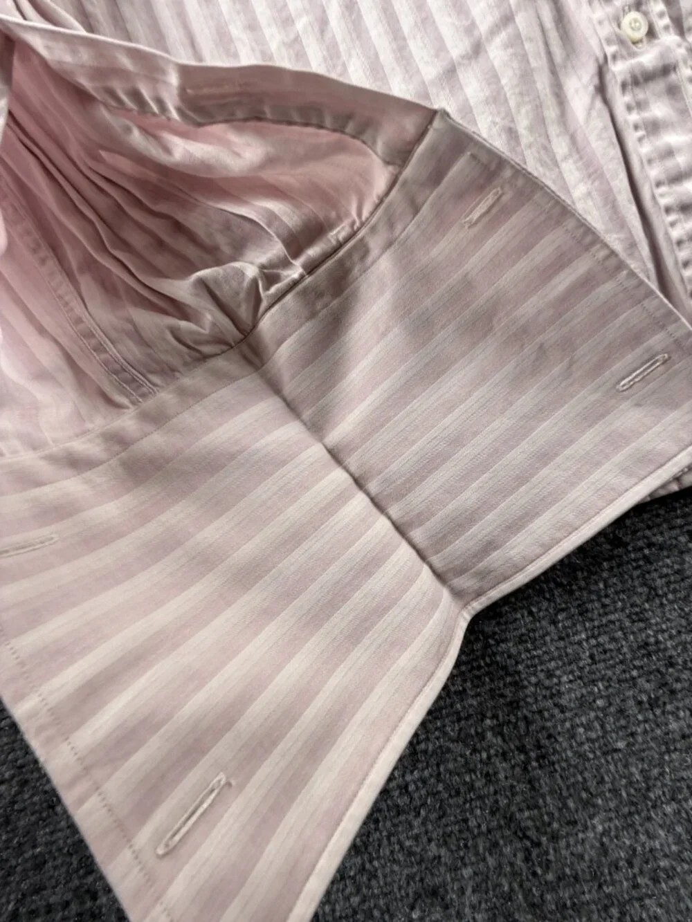 Gucci Italy Striped Pink White Long Sleeve Button Up Shirt Point Collar 15.5 Men